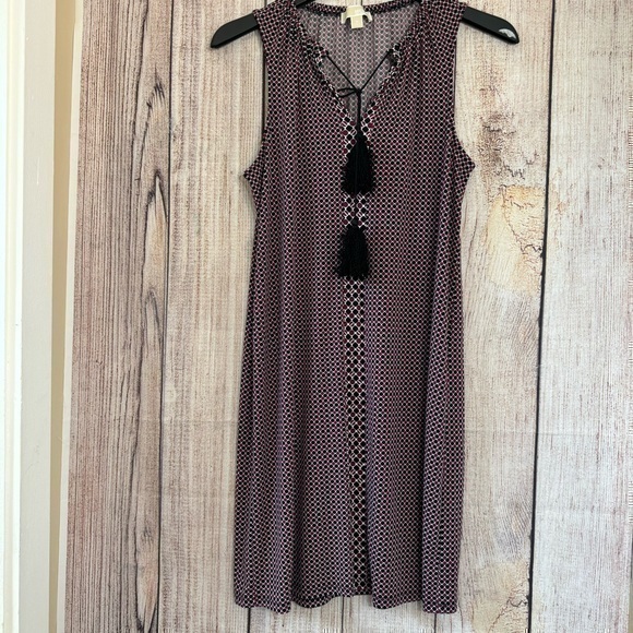 Michael Michael  Kors Garnet and Black tassled sleeveless dress size medium - Picture 1 of 9